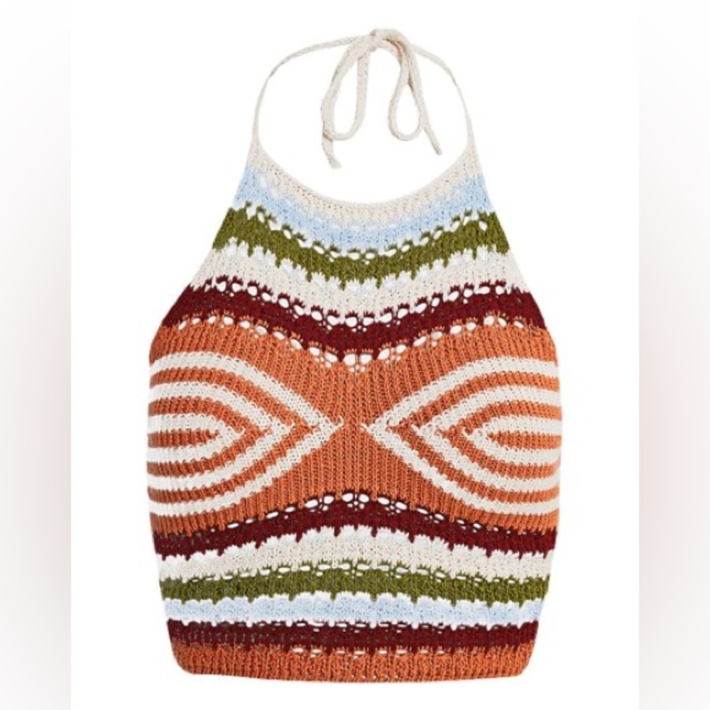 Urban Outfitters Orange and Multicolor Crochet Crop Top in Size Medium (M)